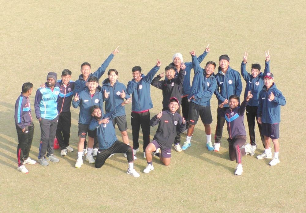 Nagaland U-23 team celebrating their win against Arunachal Pradesh.